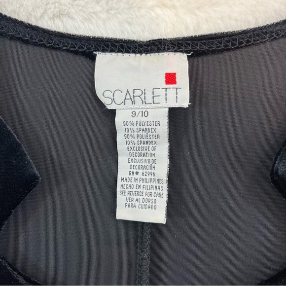 Vtg SCARLETT Stretch Velvet  Midi Pencil Dress Sz 9/10 Black Queen Ann Neckline - Picture 8 of 14